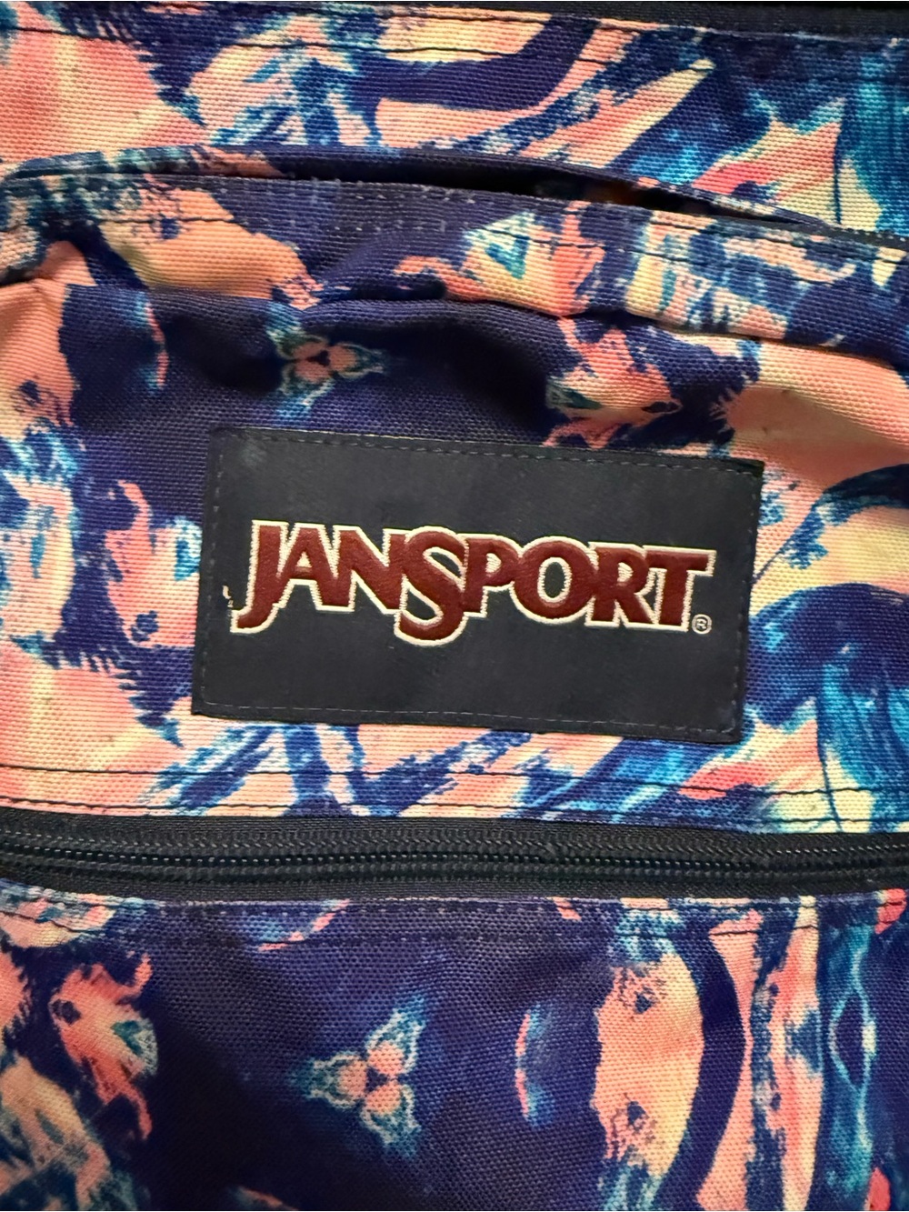 Jansport Navy Blue & Pink Abstract Pattern Backpack - Picture 2 of 12